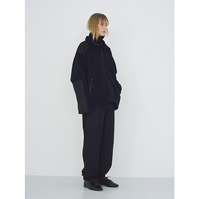 URU [ WOOL CASHMERE FLEECE ZIP UP BLOUSON ] D.NAVY