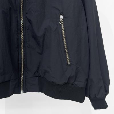 URU [ NYLON FLEECE ZIP UP BLOUSON ] BLACK