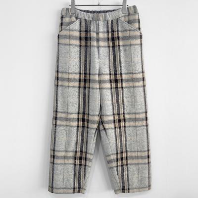 URU [ WOOL ALPACA CHECK EASY PANTS ] GRAY