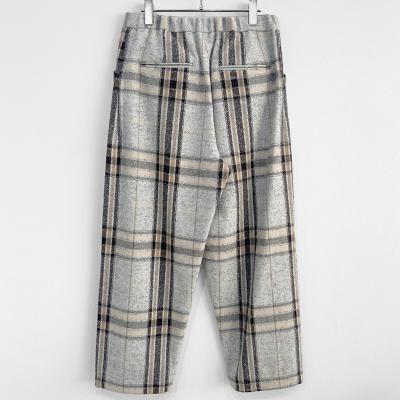 URU [ WOOL ALPACA CHECK EASY PANTS ] GRAY