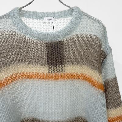 URU [ CREW NECK KNIT ] MOCHA×SAX