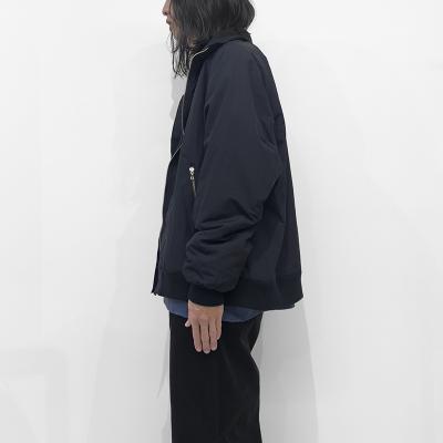 URU [ NYLON FLEECE ZIP UP BLOUSON ] BLACK
