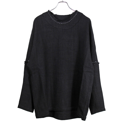 YANTOR [ 12ply Herringbone Khadi Stitch Pullover ] BLACK