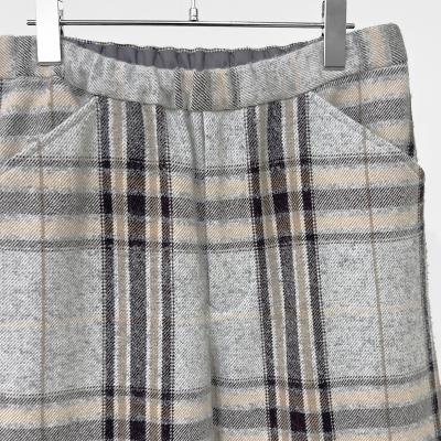 URU [ WOOL ALPACA CHECK EASY PANTS ] GRAY