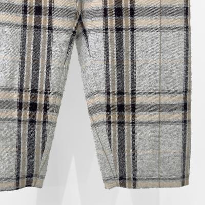 URU [ WOOL ALPACA CHECK EASY PANTS ] GRAY