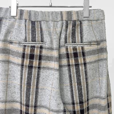 URU [ WOOL ALPACA CHECK EASY PANTS ] GRAY
