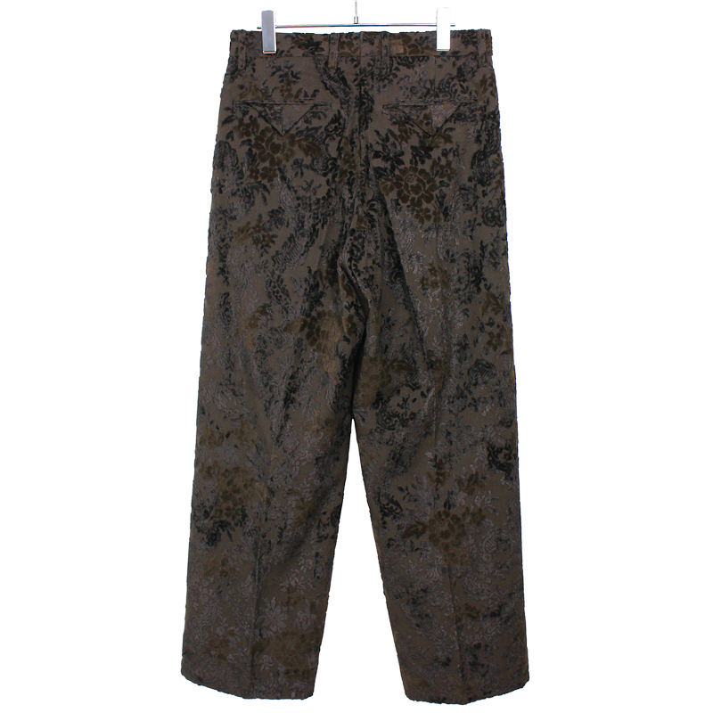 Sasquatchfabrix. [ FLOWER VELVET WIDE SILHOUETTE SLACKS ] BROWN
