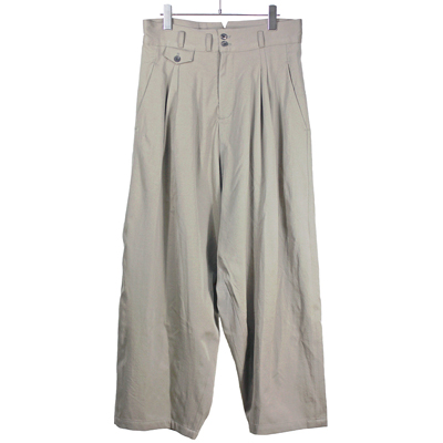 YANTOR [ Wash Wool 2tuck Wide Pants ] BEIGE