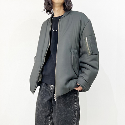 URU [ RAYON ZIP UP BLOUSON ] OLIVE