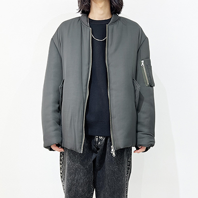 URU [ RAYON ZIP UP BLOUSON ] OLIVE