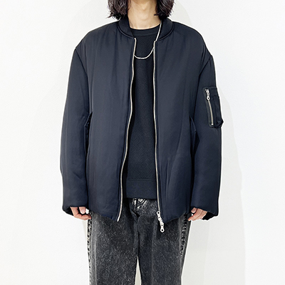 URU [ RAYON ZIP UP BLOUSON ] D.NAVY