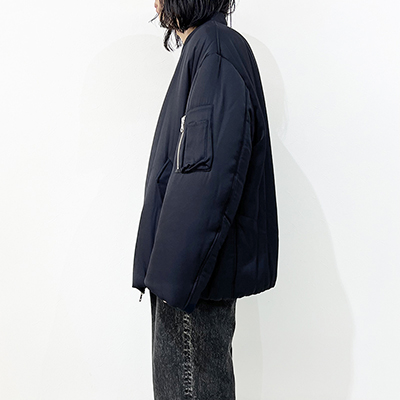 URU [ RAYON ZIP UP BLOUSON ] D.NAVY