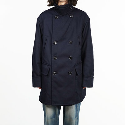 URU [ DOUBLE BREASTED COAT ] D.NAVY