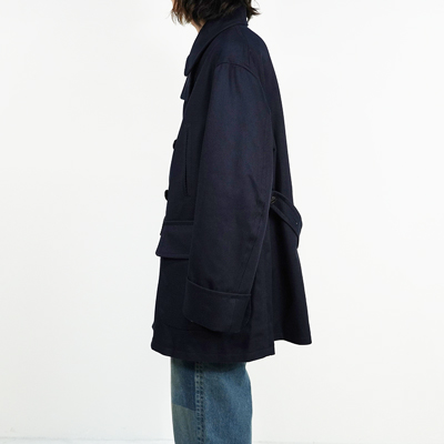 URU [ DOUBLE BREASTED COAT ] D.NAVY