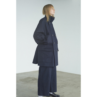 URU [ DOUBLE BREASTED COAT ] D.NAVY