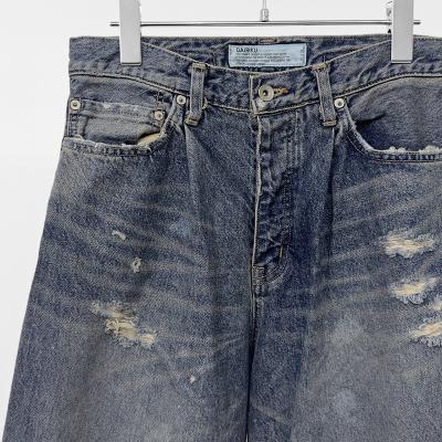 DAIRIKU [ Super Damage Wide Denim Pants ] Indigo