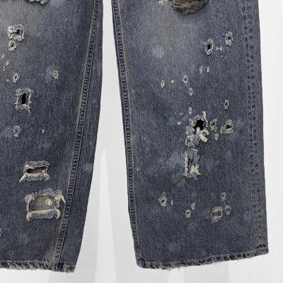DAIRIKU [ Super Damage Wide Denim Pants ] Indigo