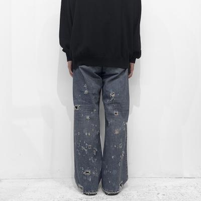 DAIRIKU [ Super Damage Wide Denim Pants ] Indigo