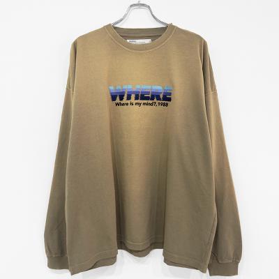 DAIRIKU [ "WHERE" Vintage Theme Tee ] Vintage Khaki