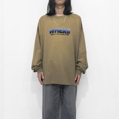 DAIRIKU [ "WHERE" Vintage Theme Tee ] Vintage Khaki