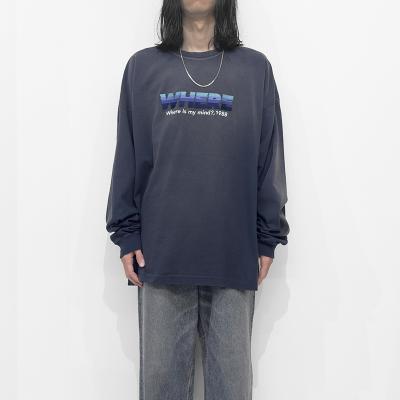 DAIRIKU [ "WHERE" Vintage Theme Tee ] Vintage Navy