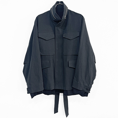URU [ COTTON LINEN CANVAS M-65 JACKET ] D.NAVY
