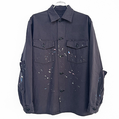 URU [ COTTON BACKSATIN MILITARY L/S SHIRTS ] NAVY