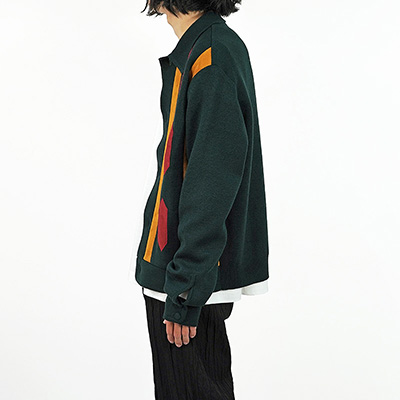 Sasquatchfabrix. [ FAUX SUEDE RASTA KNIT CARDIGAN ] DARK GREEN