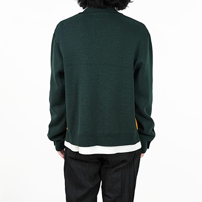 Sasquatchfabrix. [ FAUX SUEDE RASTA KNIT CARDIGAN ] DARK GREEN