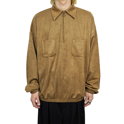 Sasquatchfabrix. [ SYNTHETIC SUEDE HALF ZIP ] CAMEL