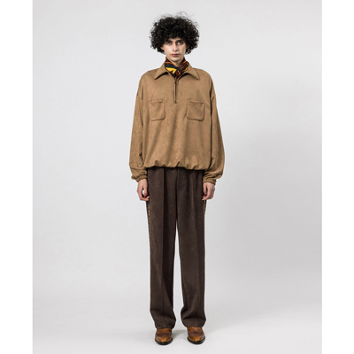 Sasquatchfabrix. [ SYNTHETIC SUEDE HALF ZIP ] CAMEL