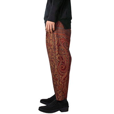 YANTOR [ Paisley Jacquard Wool Himo Pants ] ORANGE