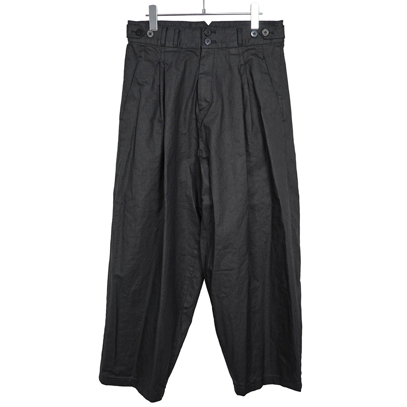 YANTOR [ Sumi-Coating Indigo Denim 2tuck Wide Pants ] SUMI-BLACK