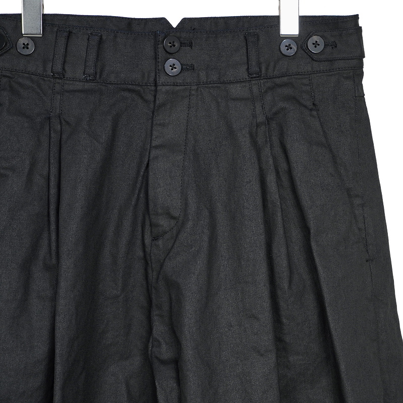 YANTOR [ Sumi-Coating Indigo Denim 2tuck Wide Pants ] SUMI-BLACK