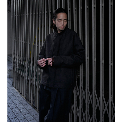 YANTOR [ Sumi-Coating Indigo Denim 2tuck Wide Pants ] SUMI-BLACK