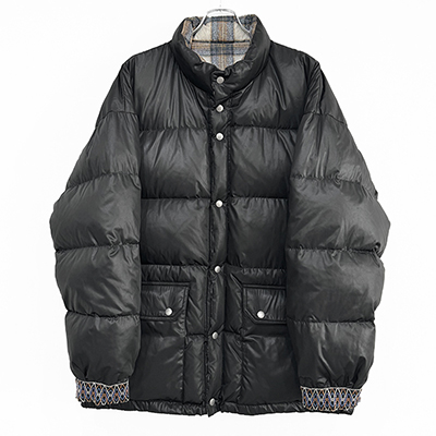 DAIRIKU [ Check Nylon Reversible Down Jacket ] Black