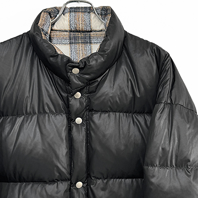 DAIRIKU [ Check Nylon Reversible Down Jacket ] Black