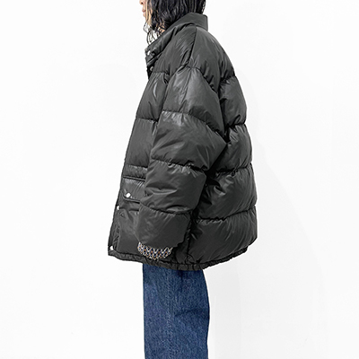 DAIRIKU [ Check Nylon Reversible Down Jacket ] Black