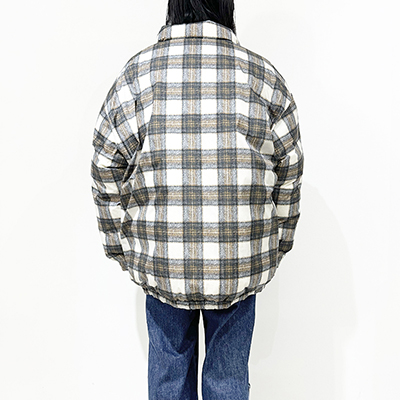 DAIRIKU [ Check Nylon Reversible Down Jacket ] Black