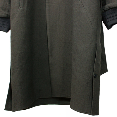 YANTOR [ Cotton Linen Wool Rib Coat ] CHARCOAL