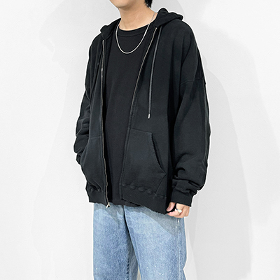 DAIRIKU [ "Water-repellent" Vintage Wash Hoodie ] Mud Black