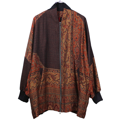 YANTOR [Paisley Jacquard Wool Wide Blouson] ORANGE