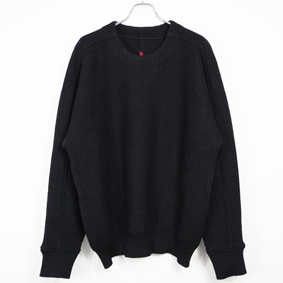 YANTOR [ Plating WoolCotton Wide Sweater ] BLACK