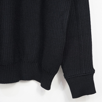 YANTOR [ Plating WoolCotton Wide Sweater ] BLACK