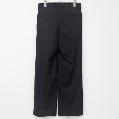 URU [ WOOL MAD CLOTH 2 TUCK PANTS ] BLACK