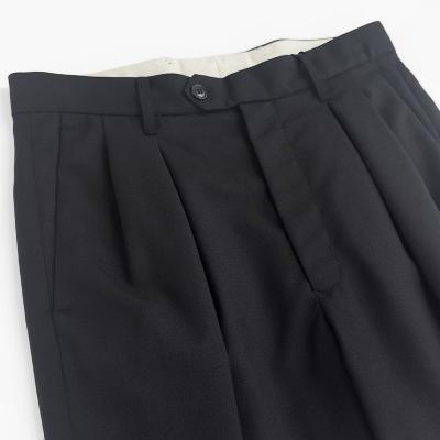 URU [ WOOL MAD CLOTH 2 TUCK PANTS ] BLACK