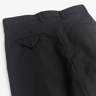 URU [ WOOL MAD CLOTH 2 TUCK PANTS ] BLACK