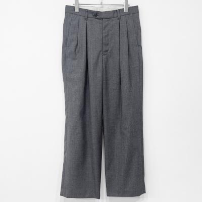 URU [ WOOL MAD CLOTH 2 TUCK PANTS ] M.GRAY