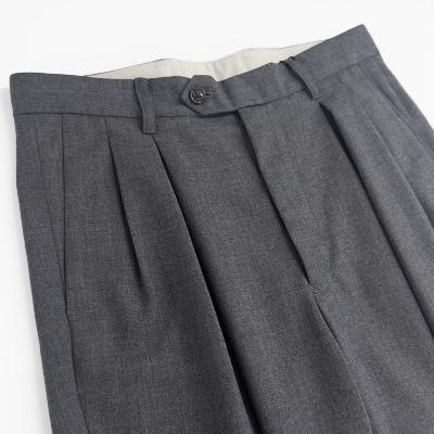 URU [ WOOL MAD CLOTH 2 TUCK PANTS ] M.GRAY