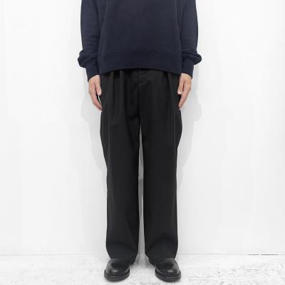 URU [ WOOL MAD CLOTH 2 TUCK PANTS ] BLACK